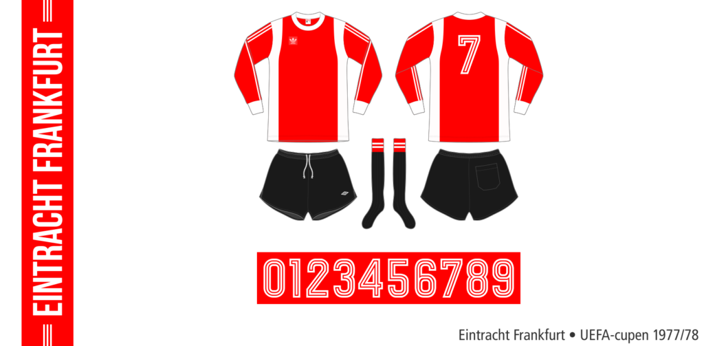 Eintracht Frankfurt 1977/78 (röd Adidas, UEFA-cupen)