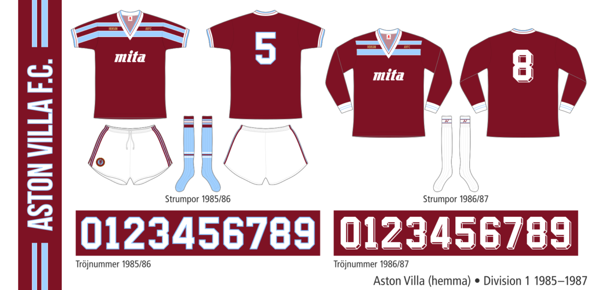 Aston Villa 1985/86, 1986/87 Fotboll.Färg.Form