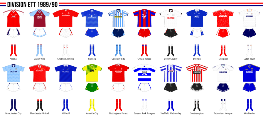 Alla matchställ i engelska division ett 1989/90